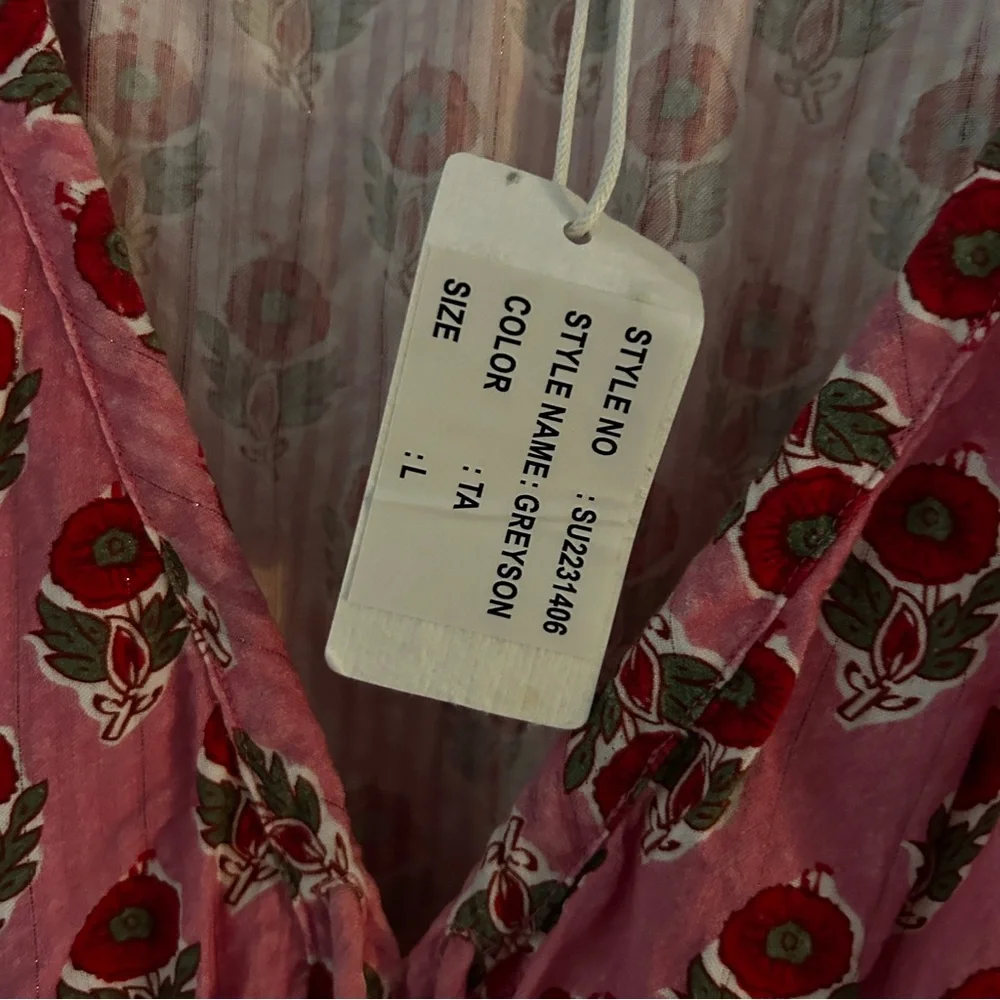 SAYLOR Greyson Pink Floral Puff Sleeve Tiered Mini Dress - Picture 8 of 13